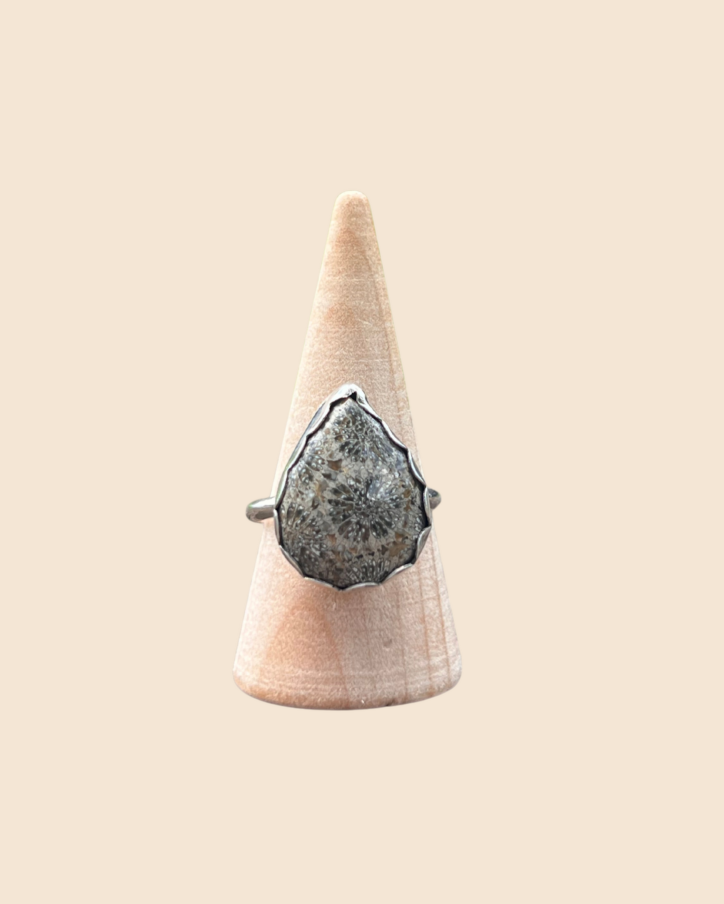 The Pear-Shaped Fossil Ring – Size 7.5